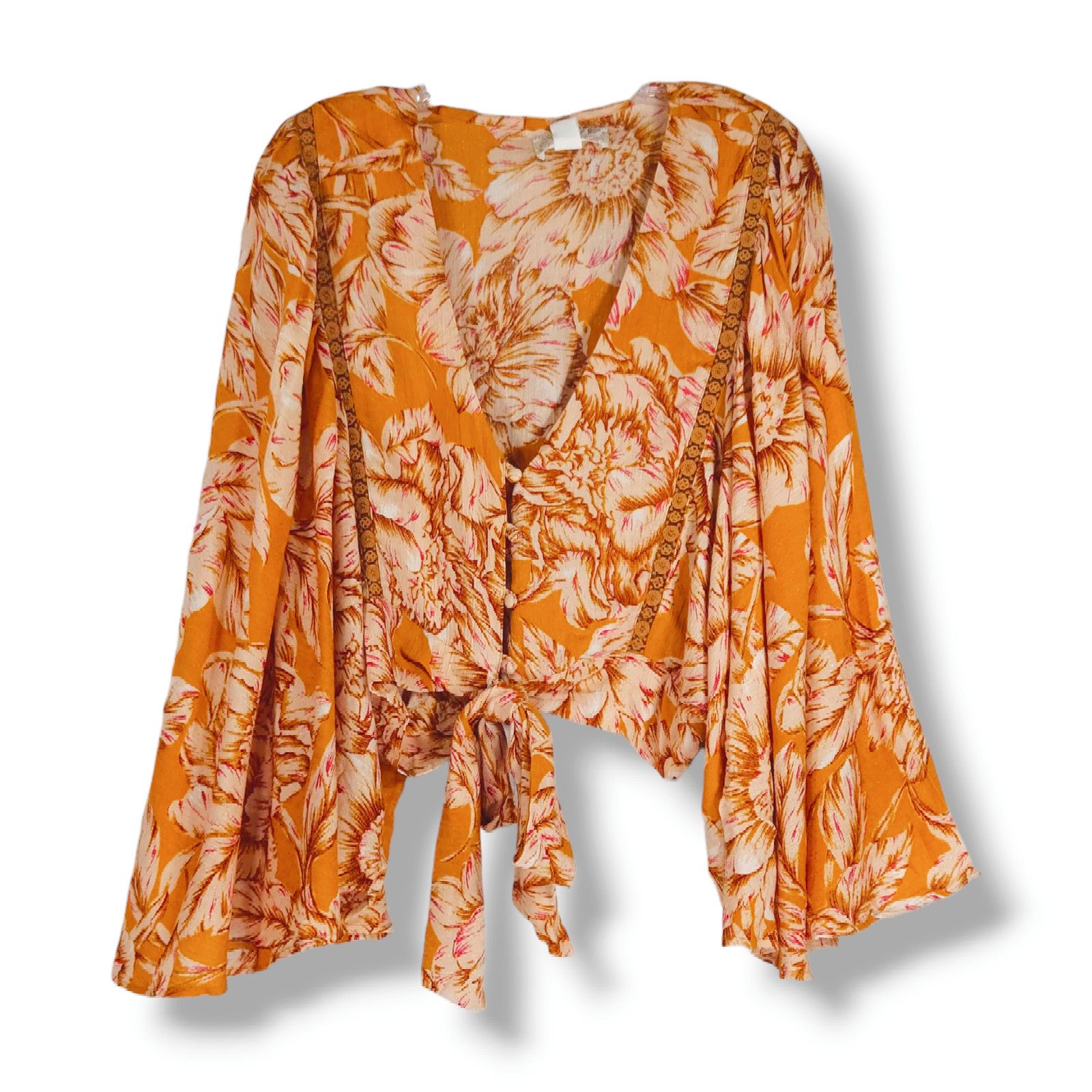 Other NWT Band of the Free Libby Floral Bell Sleeve Crop Top Sz. L Size L / US 10 / IT 46 - 2 Thumbnail
