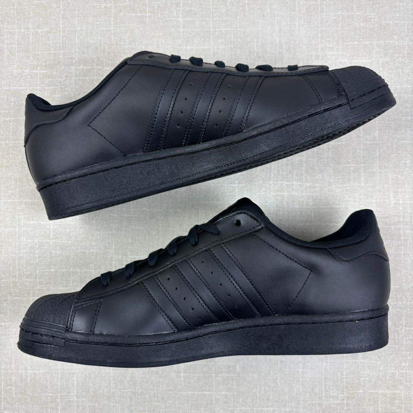 Adidas ♣️ Adidas Superstar “Triple Black” 12M Size US 12 / EU 45 - 4 Thumbnail