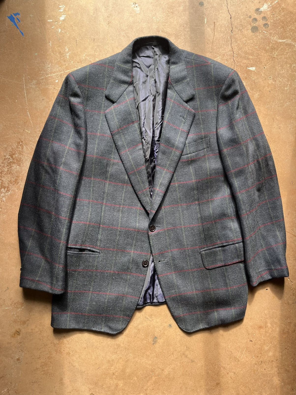 Brioni Brioni vintage charcoal herringbone with red plaid Size 42R - 1 Thumbnail