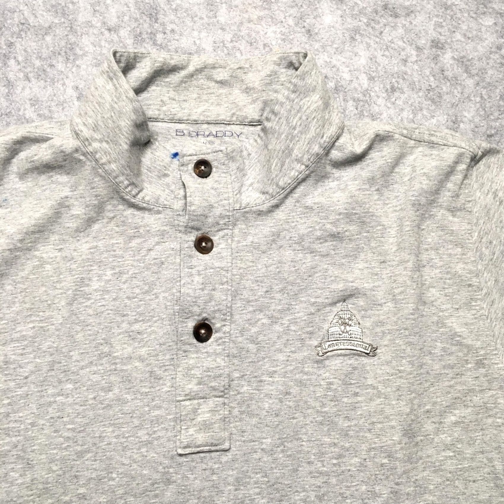 Vintage B. Draddy Sweatshirt Mens XL Gray Congressi on Golf Henley Mock Neck Stretch Shirt Size US XL / EU 56 / 4 - 6 Thumbnail