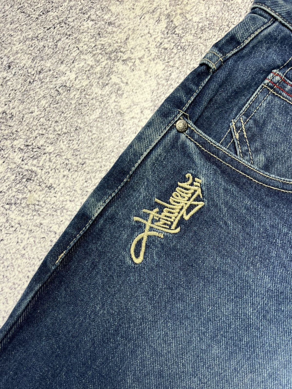 Japanese Brand Vintage Blue Embroidery Baggy Winged Jeans Y2K Size US 32 / EU 48 - 18 Thumbnail