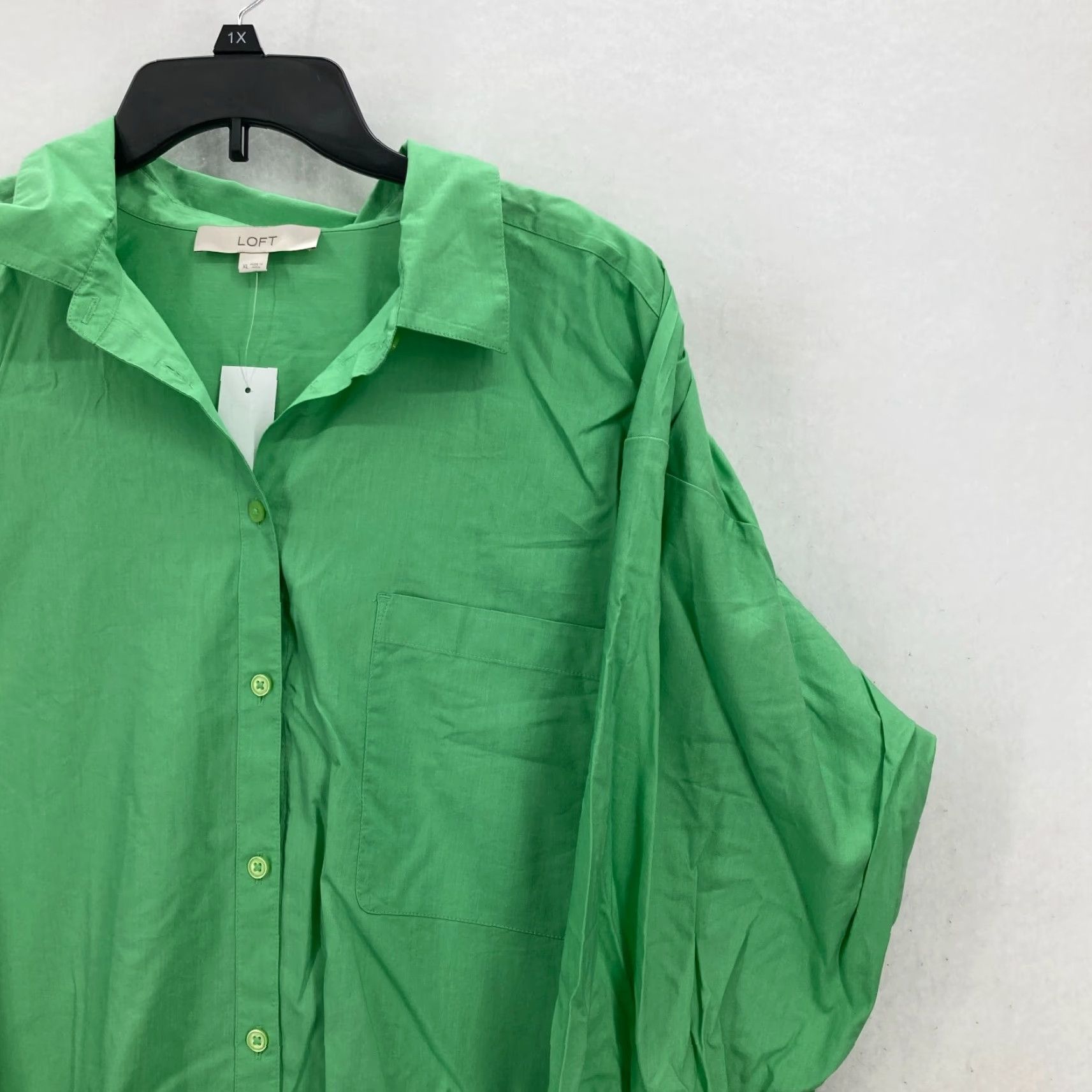 Loft LOFT Button Front Long Sleeve Shirt Womens XL Green Modal Blend Lagenlook Casual Size XL / US 12-14 / IT 48-50 - 2 Thumbnail