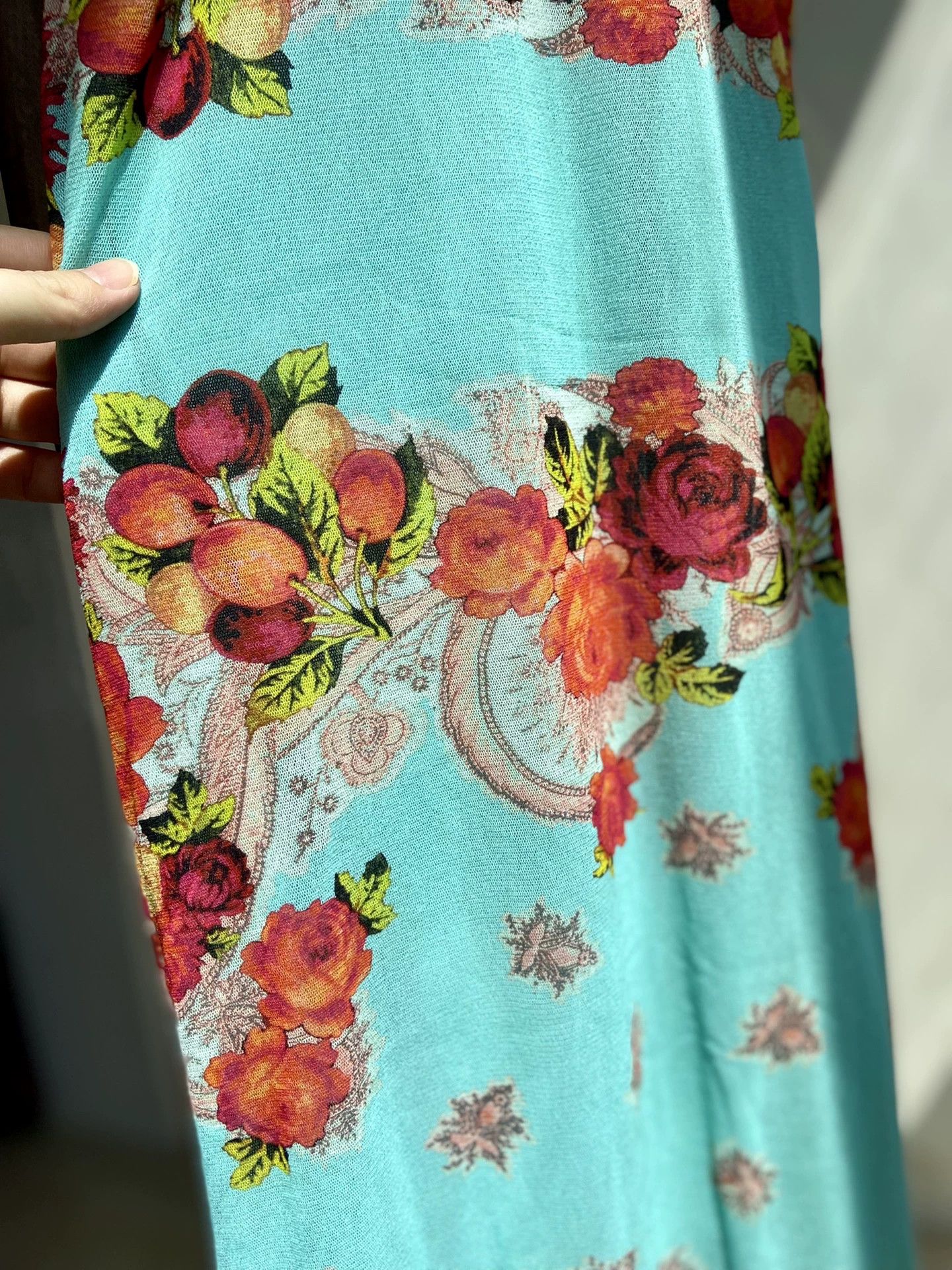 Jean Paul Gaultier JPG Women's Tiffany Blue Rose Print Tulle Dress M Size M / US 6-8 / IT 42-44 - 7 Thumbnail