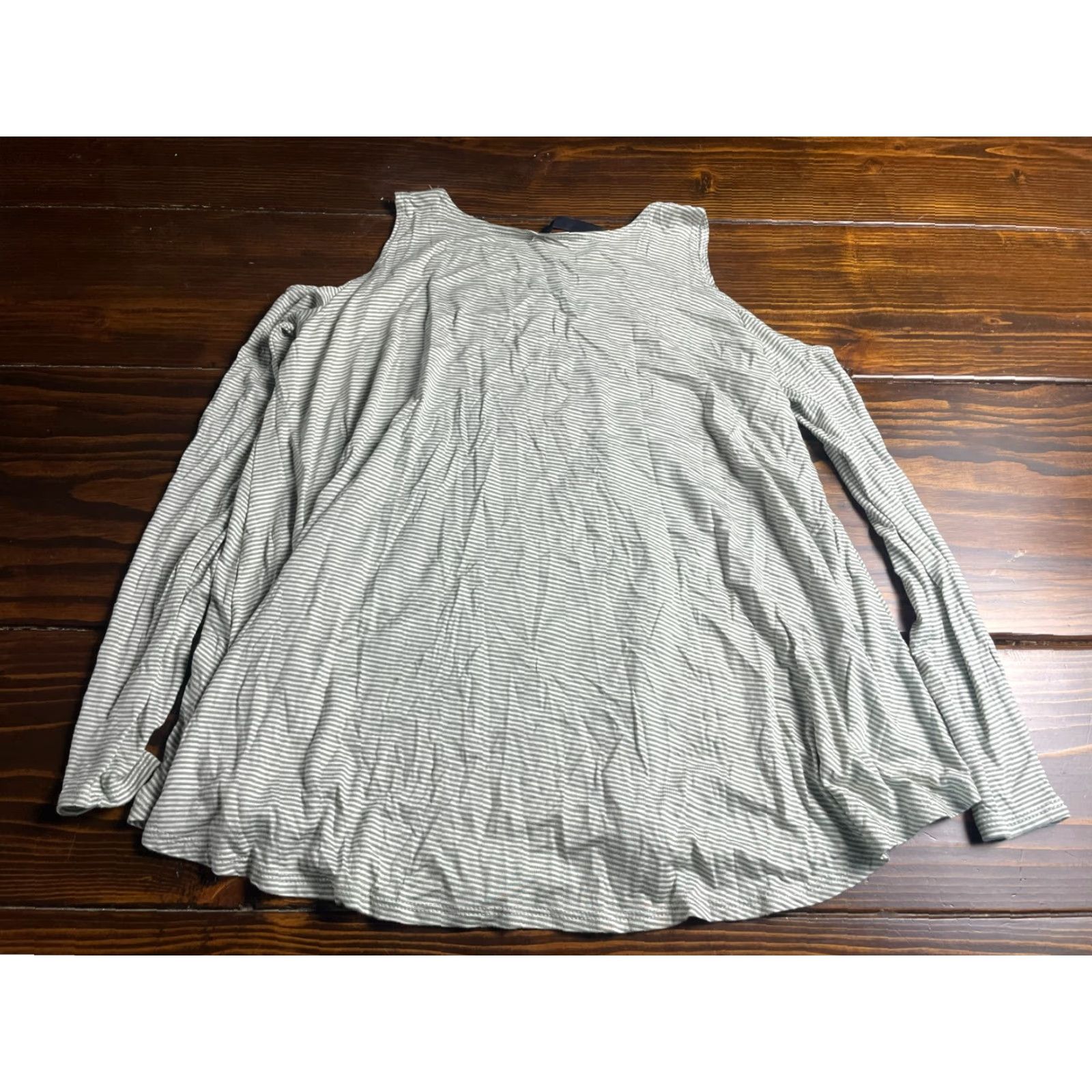 Vintage rags&coutures Shirt Women Small Green White Striped Cold Shoulder Regular Size S / US 4 / IT 40 - 2 Thumbnail