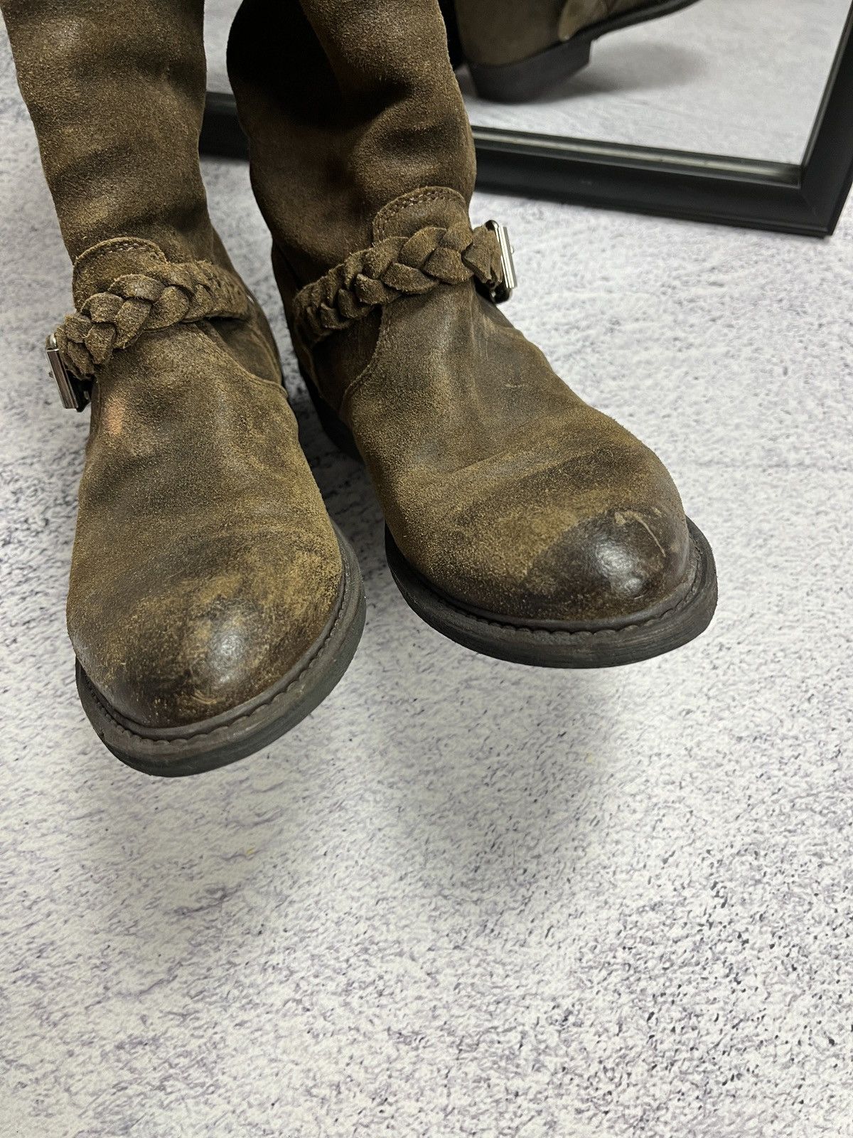 Golden Goose Golden Goose DB Brown Suede Racing Biker Moto Boots Rare Y2K Size US 7 / IT 37 - 17 Thumbnail