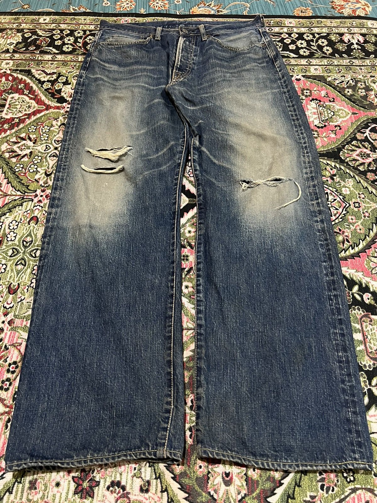 If Six Was Nine × Seditionaries 💥BAGGY💥VINTAGE 90’s ACOUSTIC DISTRESSED SELVEDGE JEANS Size US 34 / EU 50 - 1 Thumbnail