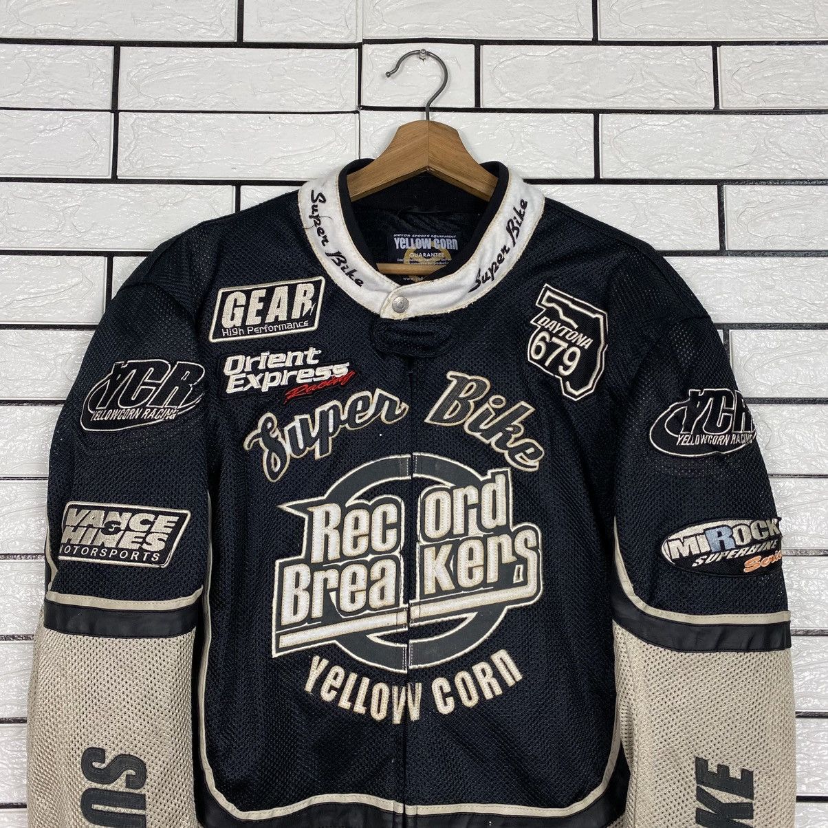 YELLOW CORN Vintage Biker Jacket Cafe Racer Yellow Corn Big Logo Size US L / EU 52-54 / 3 - 4 Thumbnail