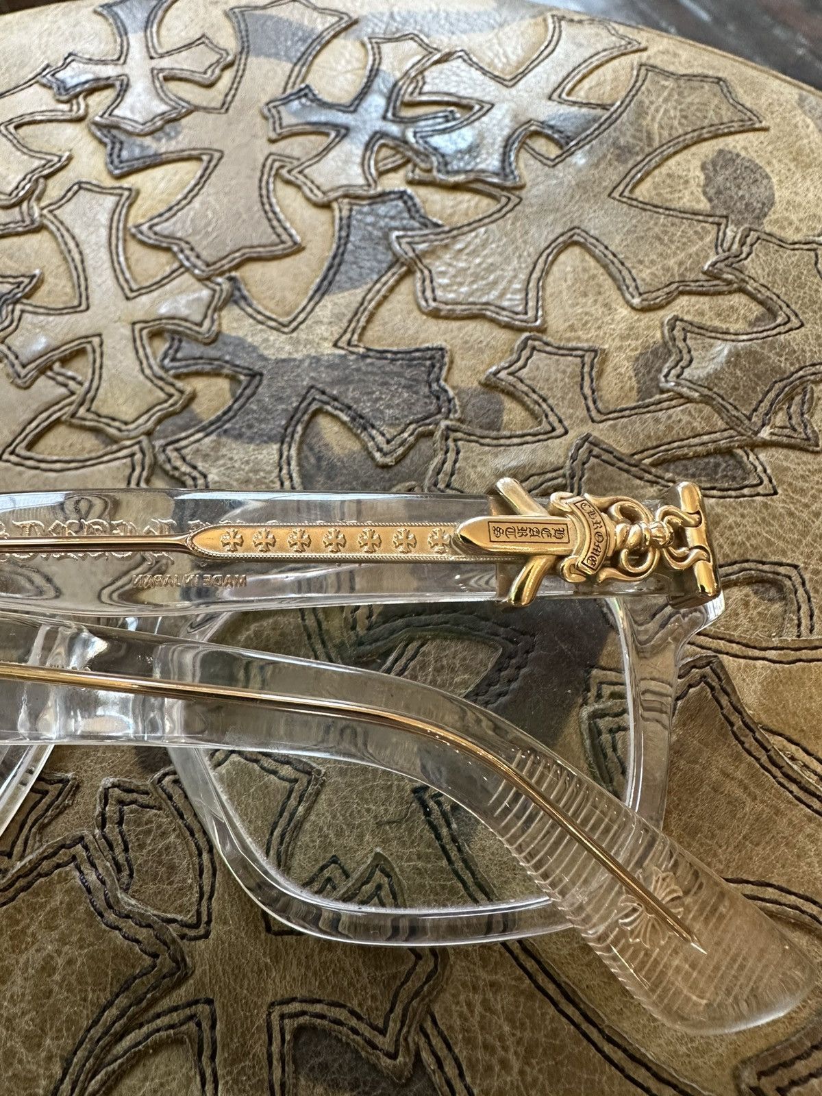Chrome Hearts CHROME HEARTS VAGILLIONAIRE II CLEAR ON GOLD GLASSES Size ONE SIZE - 4 Thumbnail