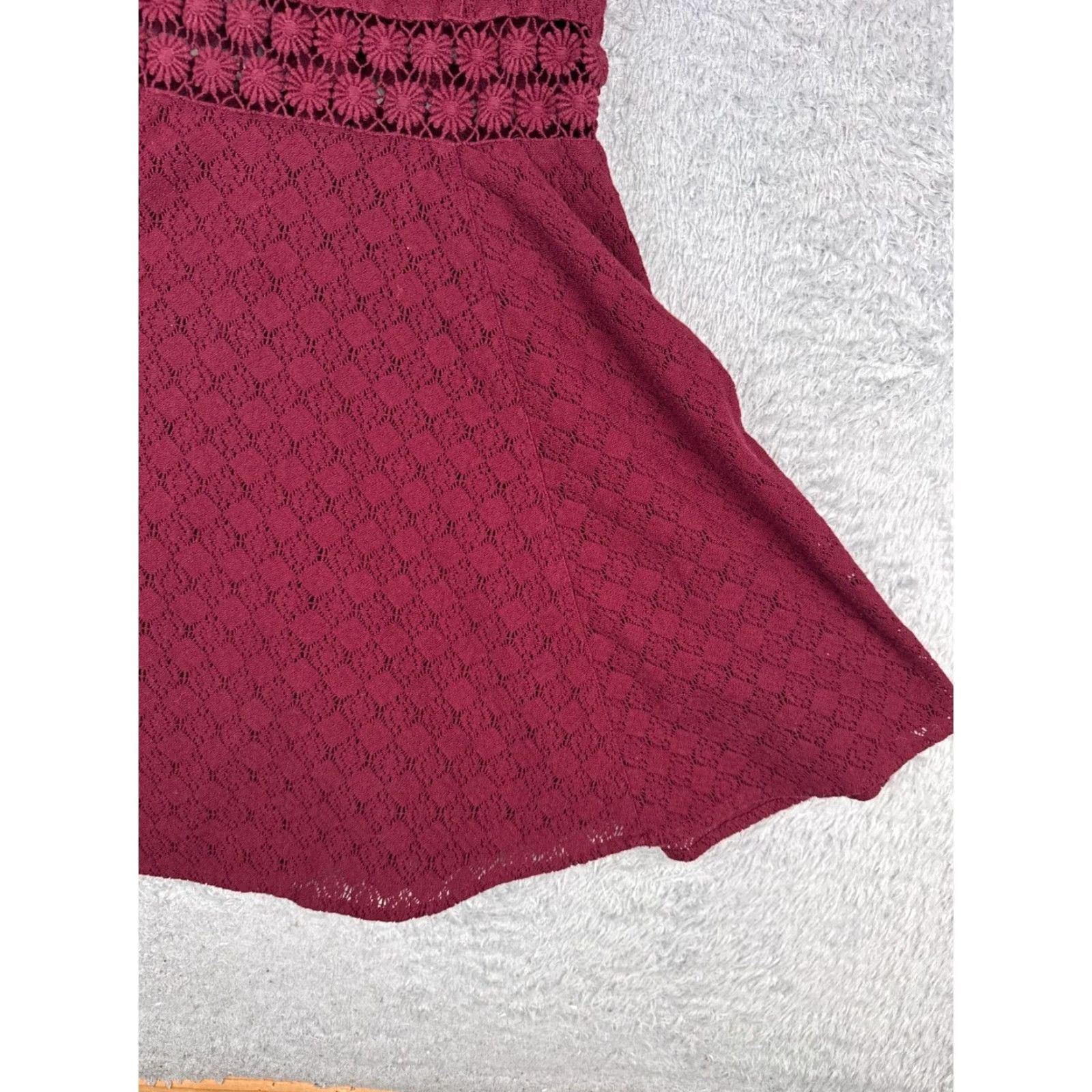 Free People VINTAGE Free People Dress Womens 4 Burgundy Cutout Daisy Waist Dress Cotton Blend Size S / US 4 / IT 40 - 7 Thumbnail