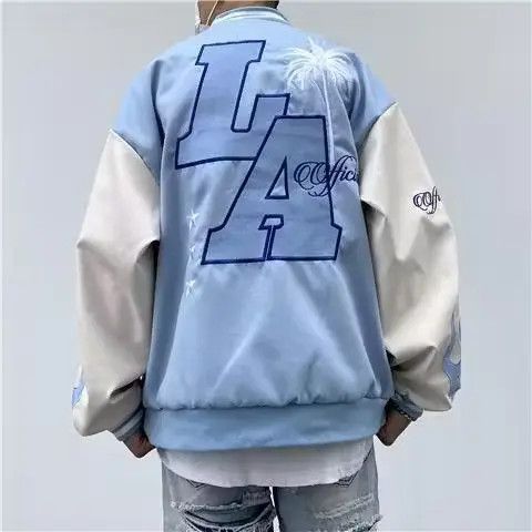 High Sport L..A Palm Tree Patch Graphic Blue Varsity Jacket Size US XL / EU 56 / 4 - 4 Thumbnail