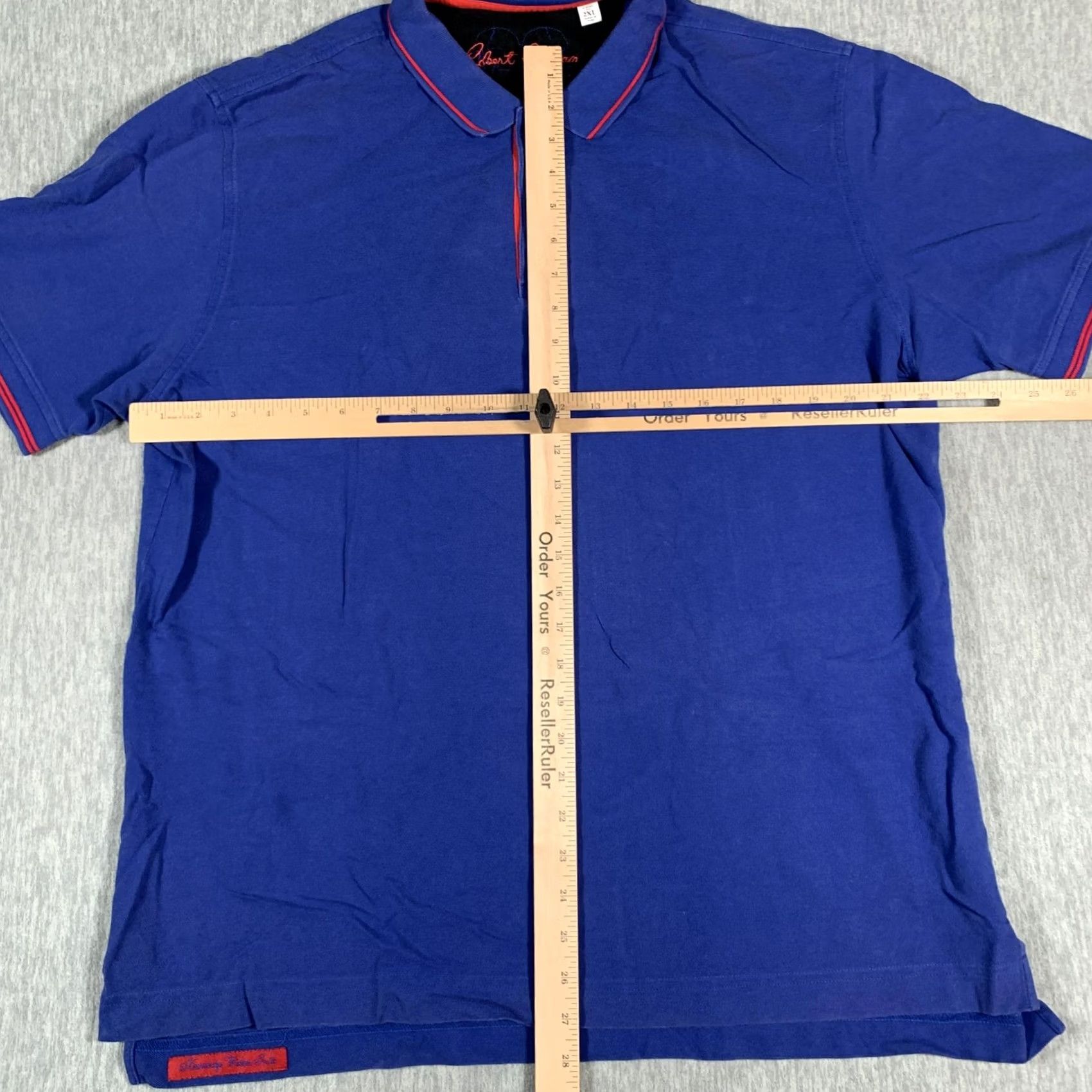 Robert Graham Robert Graham Mens Polo Shirt Blue 2XL Classic Fit Short Sleeve Cotton Red Trim Size US XXL / EU 58 / 5 - 6 Thumbnail