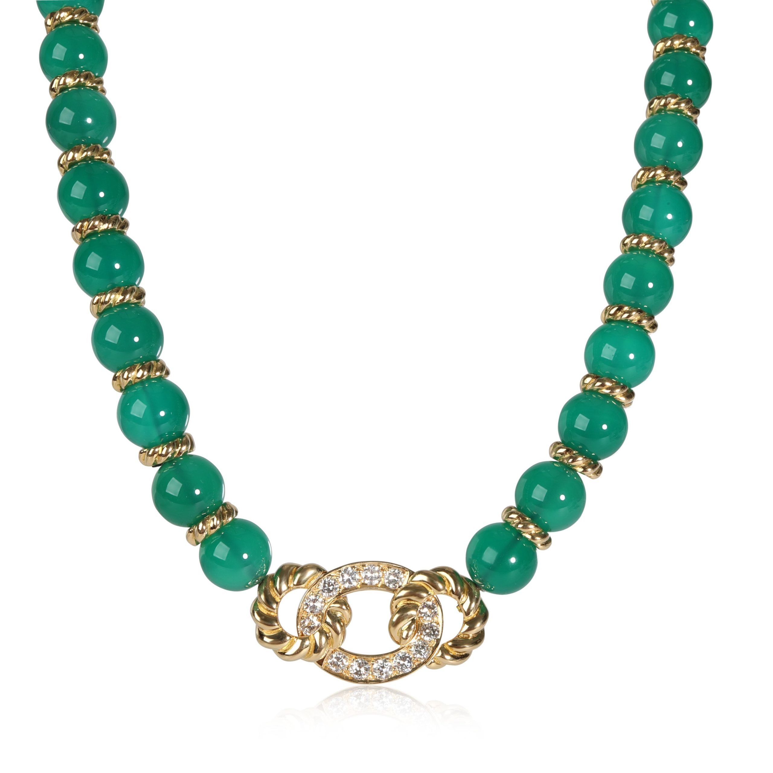 image of Christian Dior Chalcedony Diamond Necklace In 18K Yellow Gold 0.78 Ctw, Women's