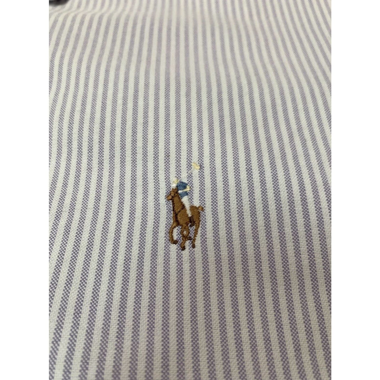 Ralph Lauren Ralph Lauren Men's Striped Cotton Button Down Short Sleeve Shirt Large White Purple Size US L / EU 52-54 / 3 - 2 Thumbnail