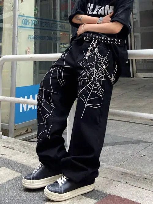 Jean SpiderWeb VINTAGE Y2K baggy jeans pants Size US 30 / EU 46 - 1 Thumbnail
