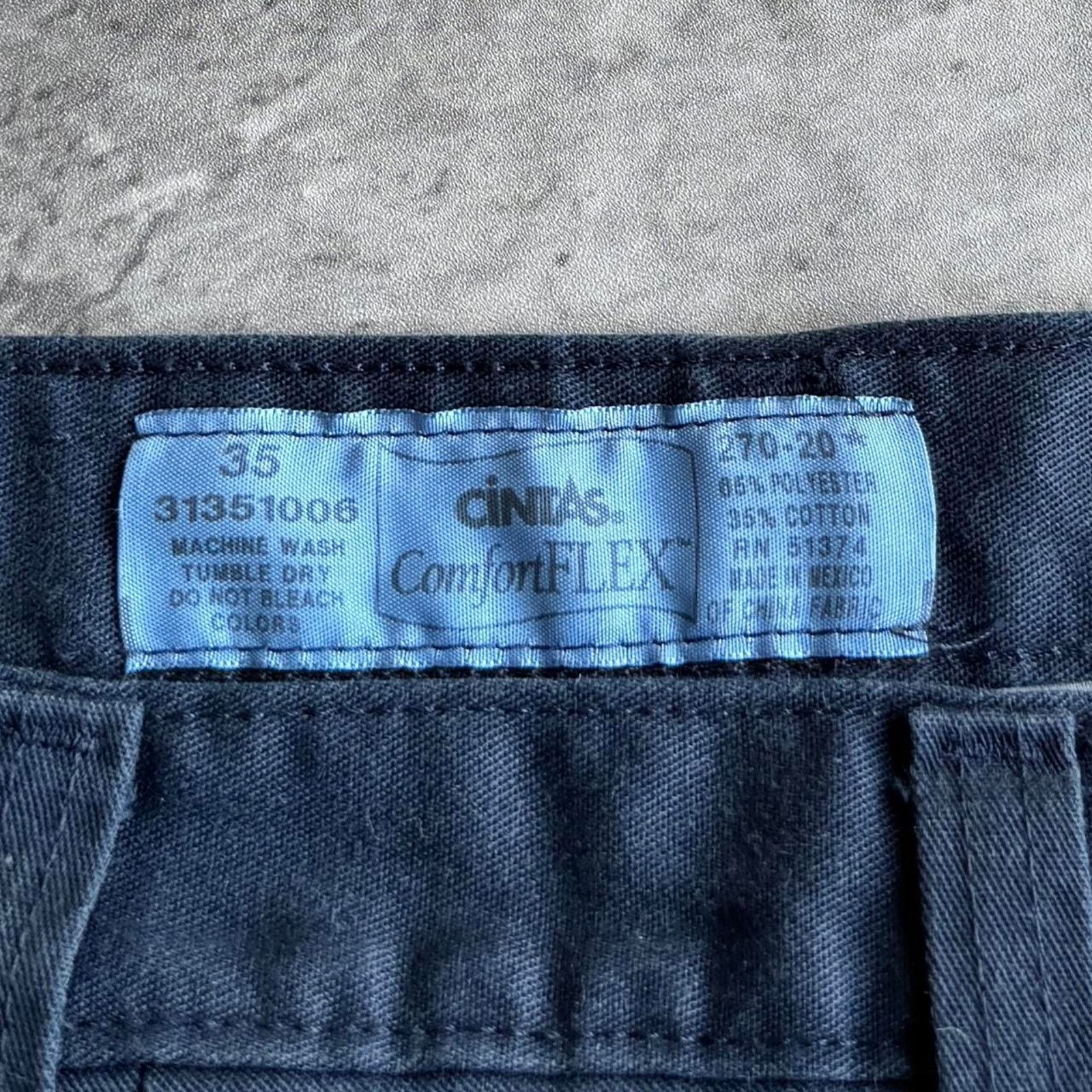 Cintas × Japanese Brand × Vintage Baggy Cargo Technical Carhartt Style Navy Blue Skater Pants Size US 35 - 3 Thumbnail