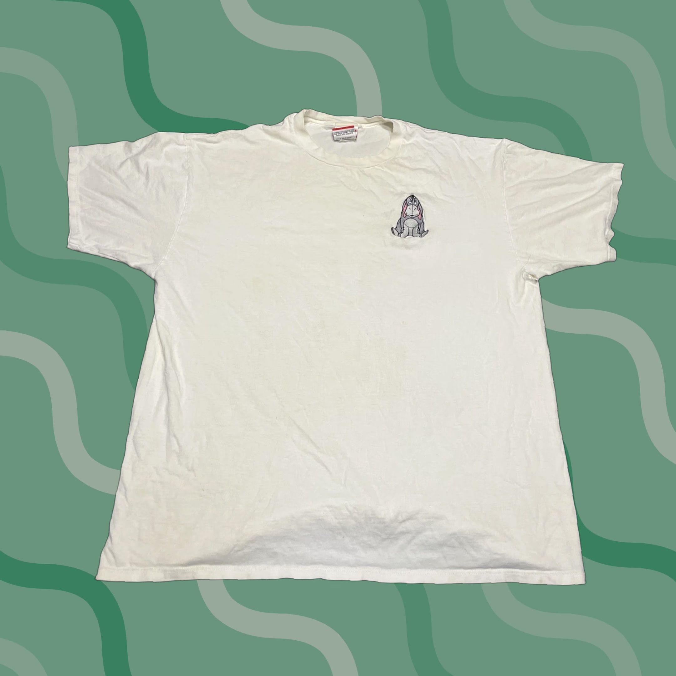 SAS VINTAGE Disney Eeyore Graphic T-Shirt XL Mens White Cotton 90s Disney Pooh G1 Size US L / EU 52-54 / 3 - 1 Thumbnail