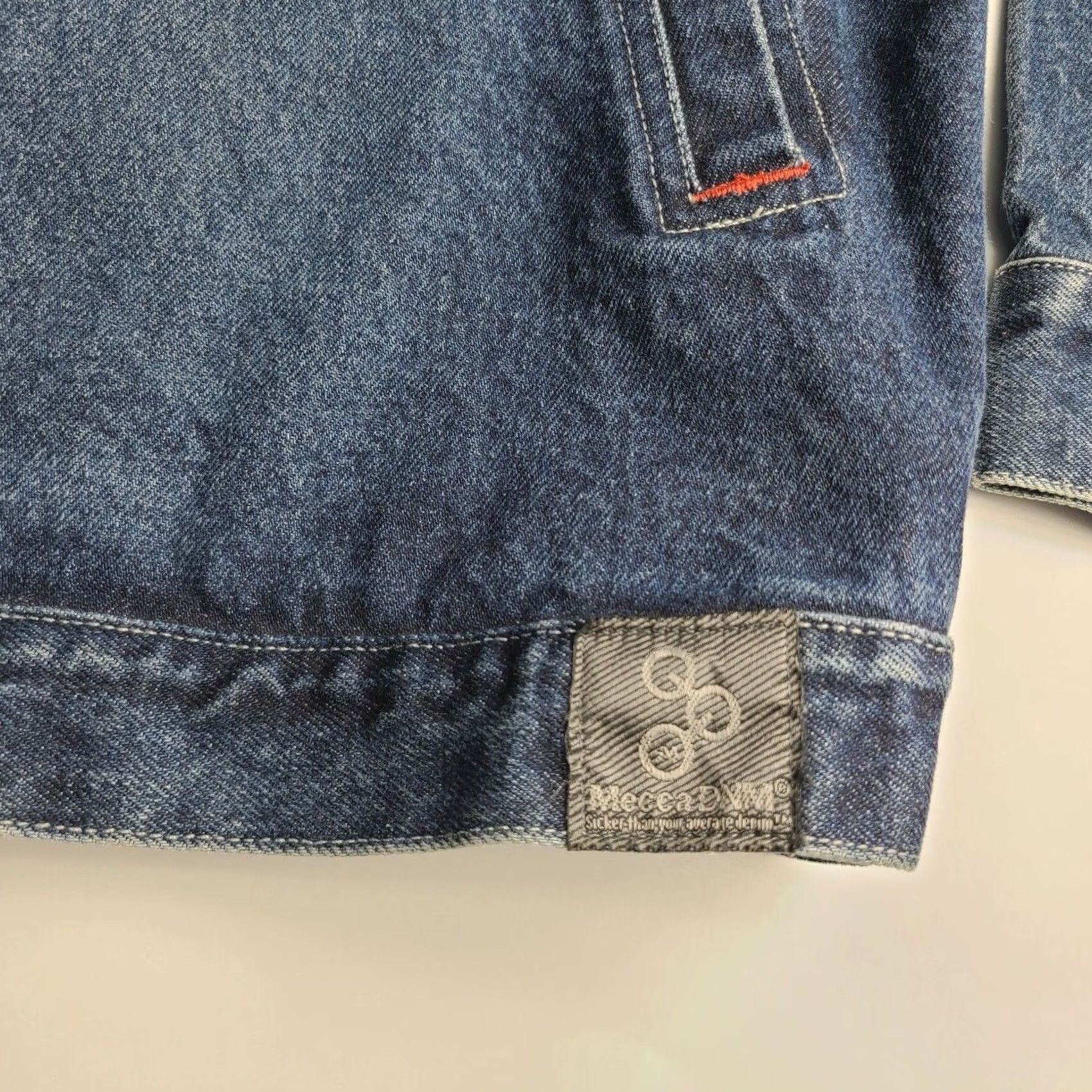 Vintage VINTAGE Mecca DNM Jean Therapy Jacket Denim 90s Mens Large Blue Jeans Button Logo 100% Cotton" Size US 33 - 4 Thumbnail