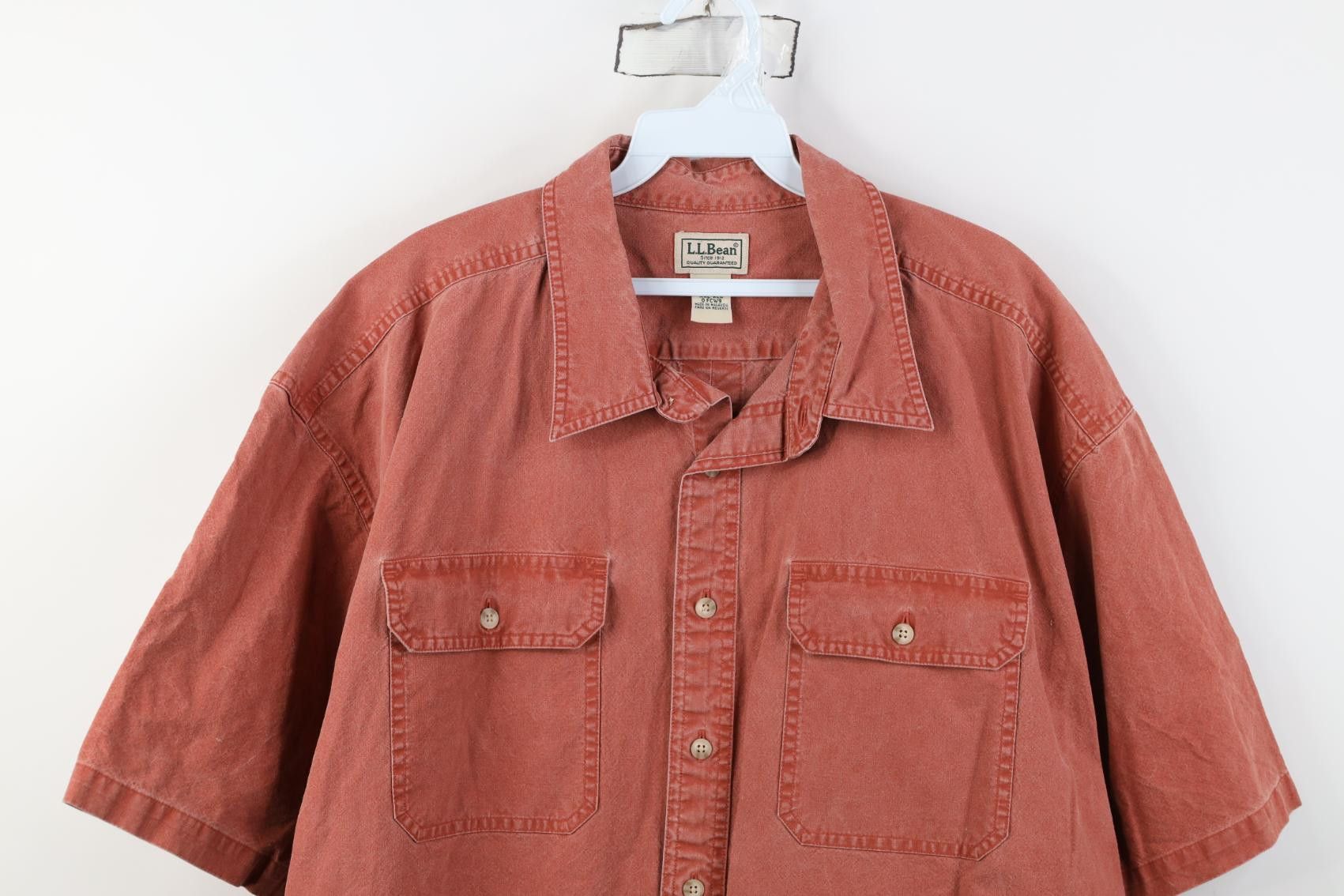 L.L. Bean Vintage 90s Y2K LL Bean Canvas Collared Button Shirt Red Size US XXL / EU 58 / 5 - 2 Thumbnail