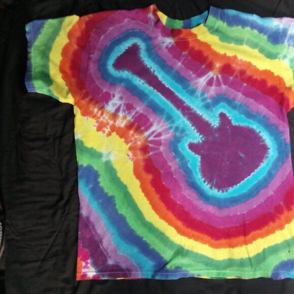 Vintage Vintage Guitar Rainbow Tie Dye T-Shirt Size US L / EU 52-54 / 3 - 3 Thumbnail