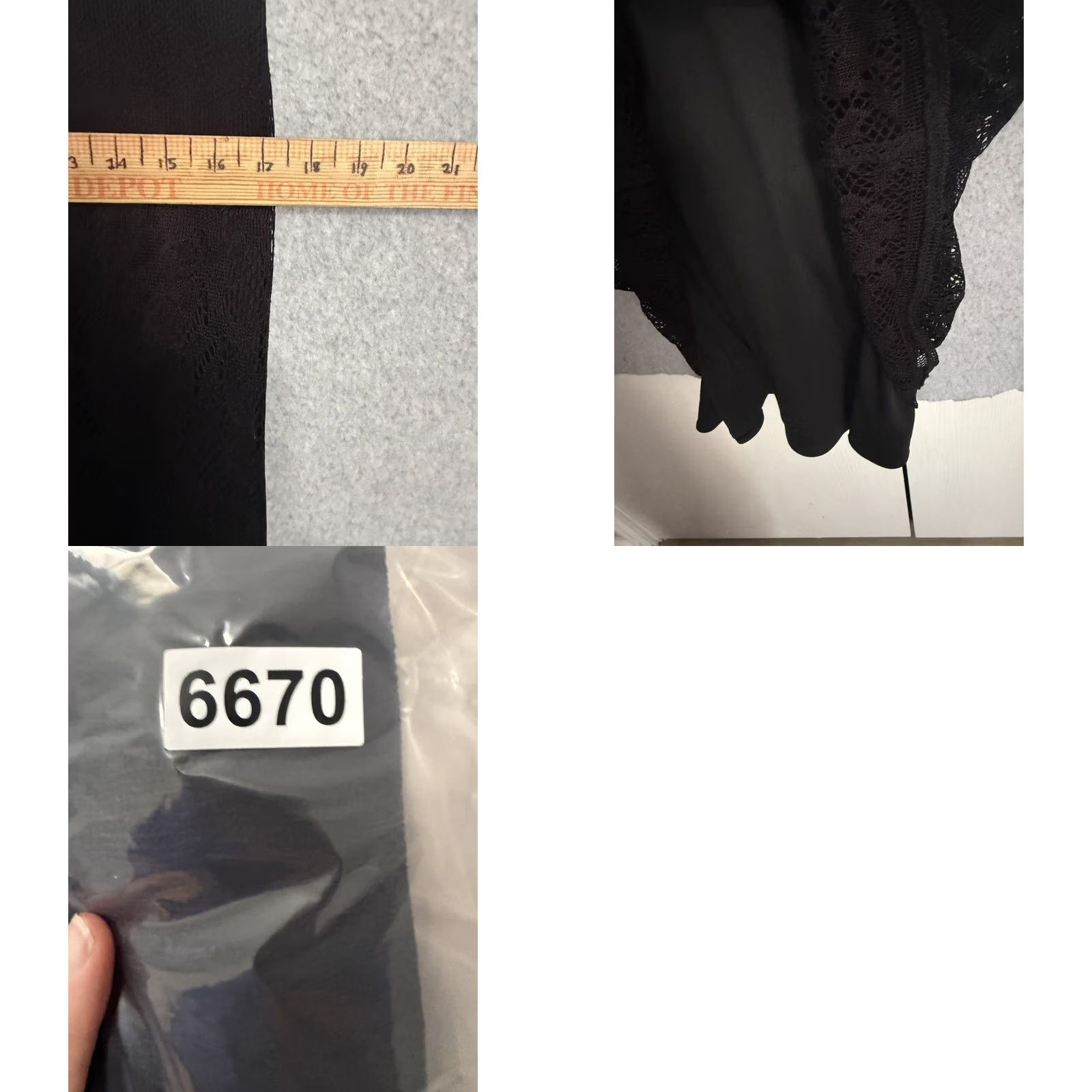 Vintage Jessica Howard Dress Womens 14P Black Floral Lace Sheath Midi Party Cocktail Size XL / US 12-14 / IT 48-50 - 8 Thumbnail