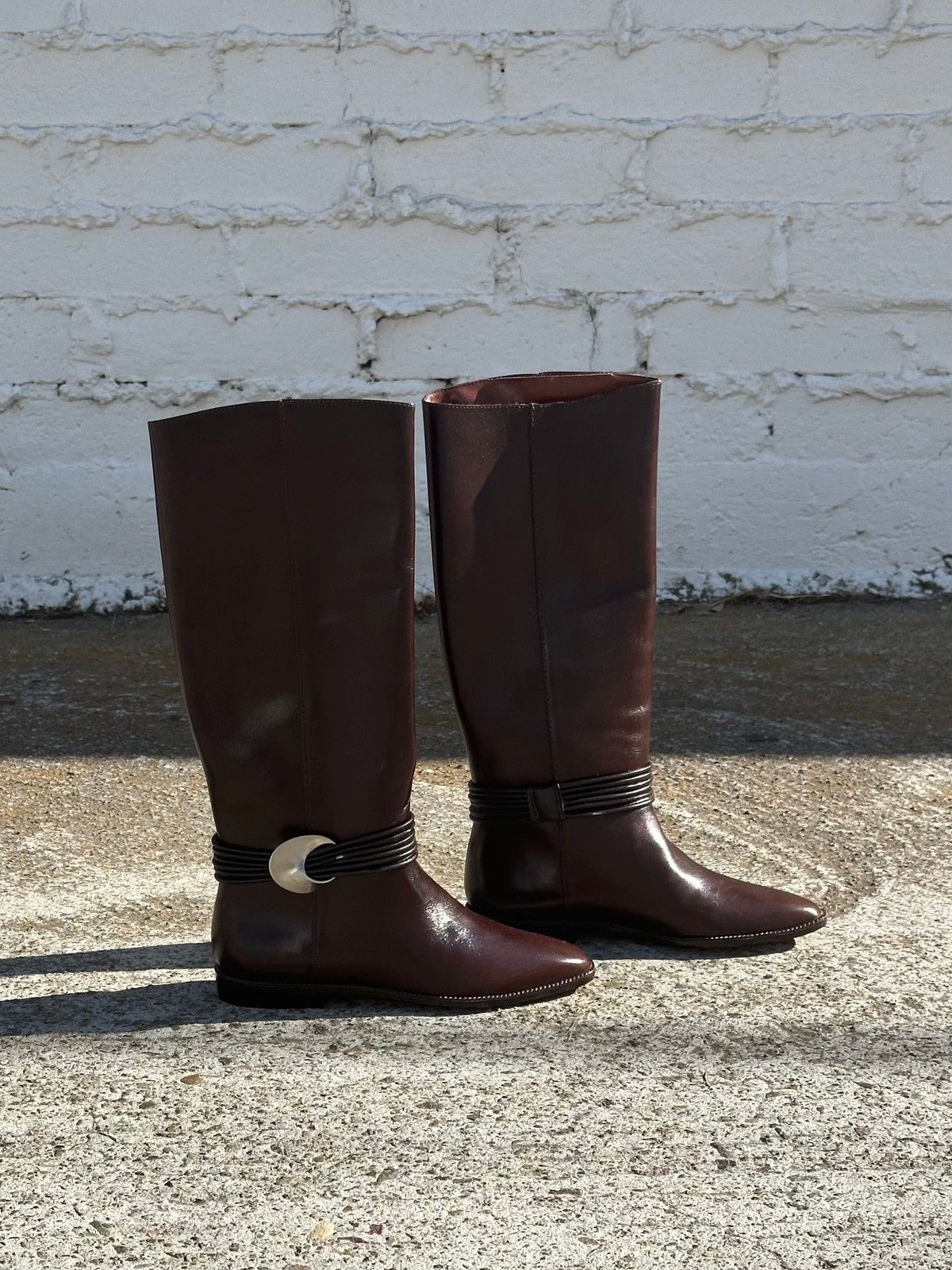 Unisa Brown Leather Knee High Boots