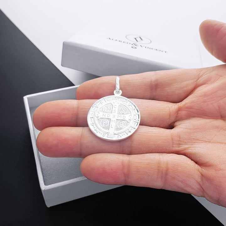 Other St Benedict 25mm Medal Pendant in Solid .925 Sterling Silver Size ONE SIZE - 4 Thumbnail