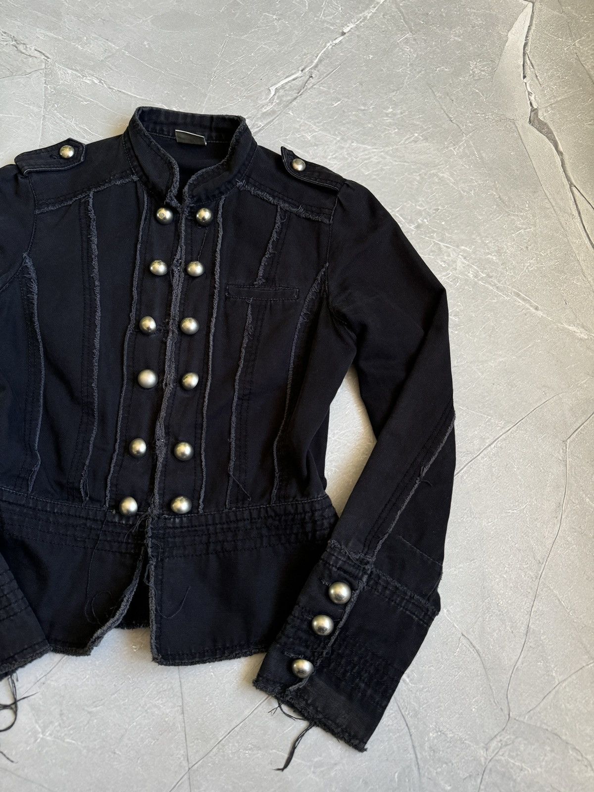 Hysteric Glamour 00s Military Napoleon Denim Jacket PPFM Balmain Style Y2k Size S / US 4 / IT 40 - 6 Thumbnail