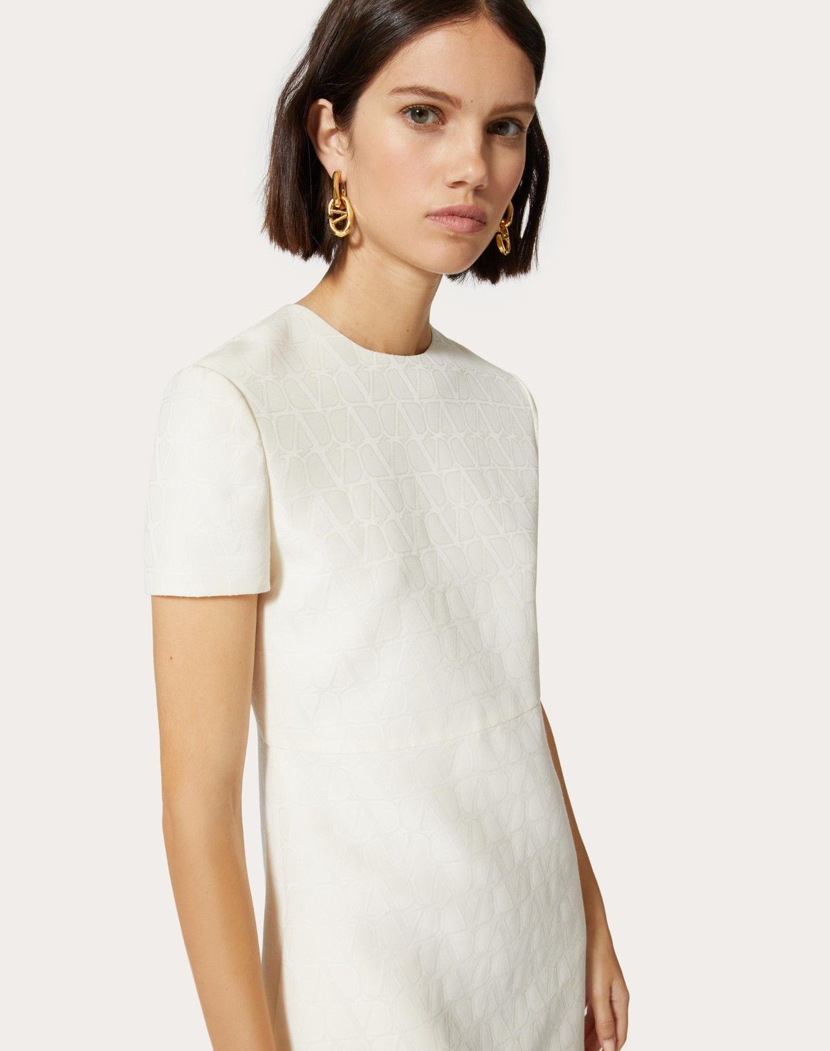 Valentino o1s1wg110525 Toile Iconographe Short Dress in White Size S / US 4 / IT 40 - 6 Thumbnail