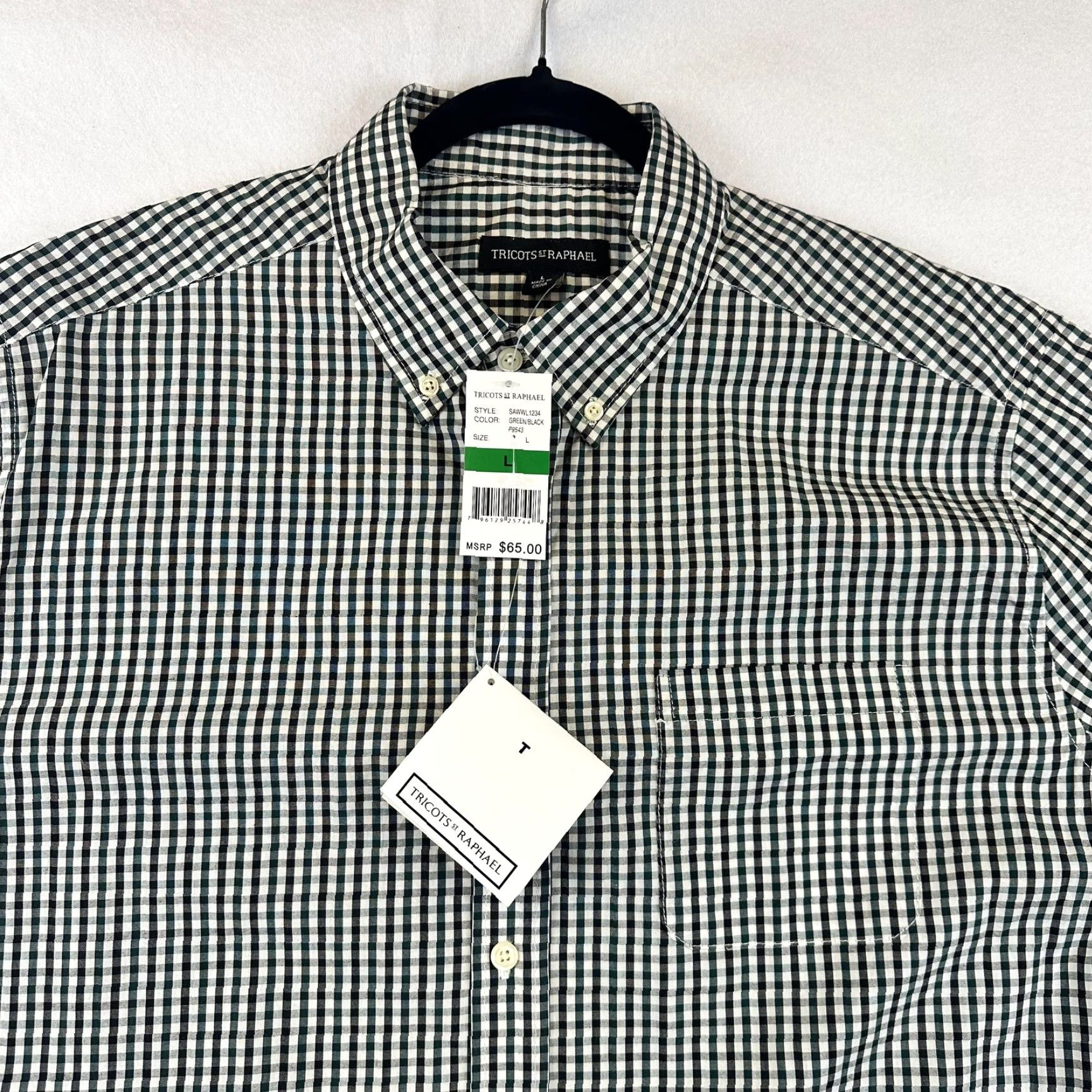 Vintage Tricots St Raphael Shirt Mens Large Green Black Check Button Down Casual New Size US L / EU 52-54 / 3 - 3 Thumbnail