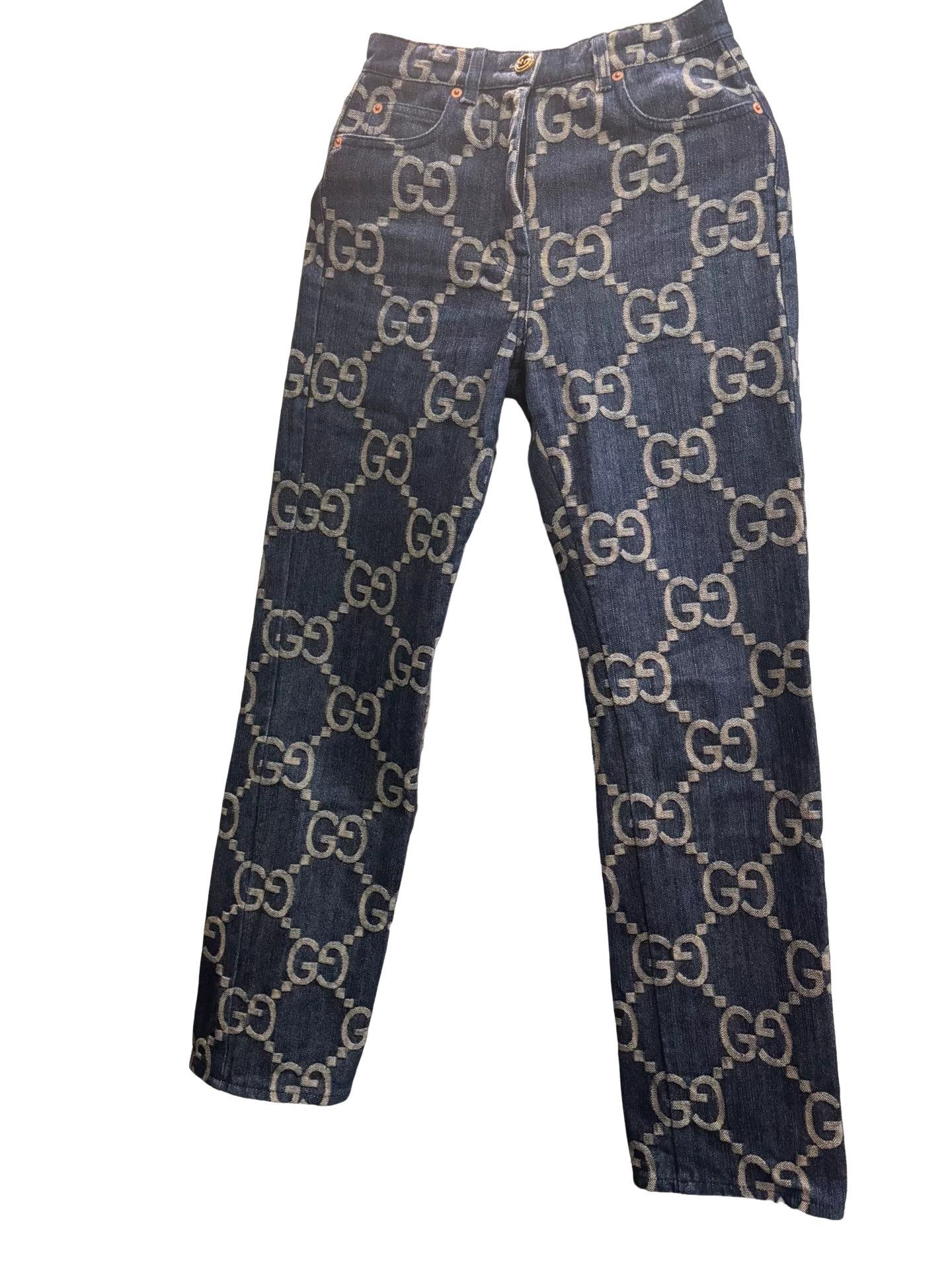 Gucci Gucci GG Monogram Jacquard Denim Jeans Size 24 Size 24" / US 00 / IT 34 - 1 Thumbnail