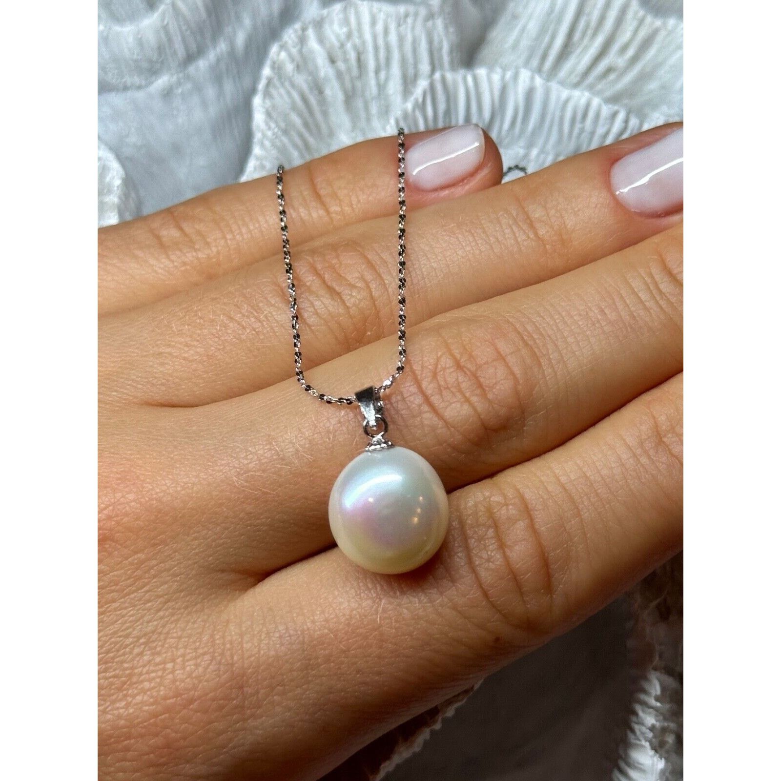 Jewelry 925 STERLING SILVER FRESH WATER PEARL NECKLACE LENGTH 18 In Size ONE SIZE - 4 Thumbnail