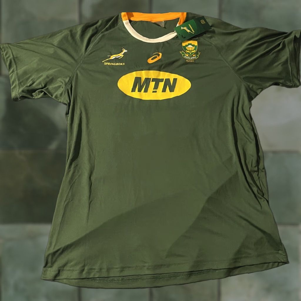 Asics ASICS South Africa Rugby SB Home Fan Tee Short Sleeve Green Mens T-Shirt XXL Size US XXL / EU 58 / 5 - 1 Thumbnail