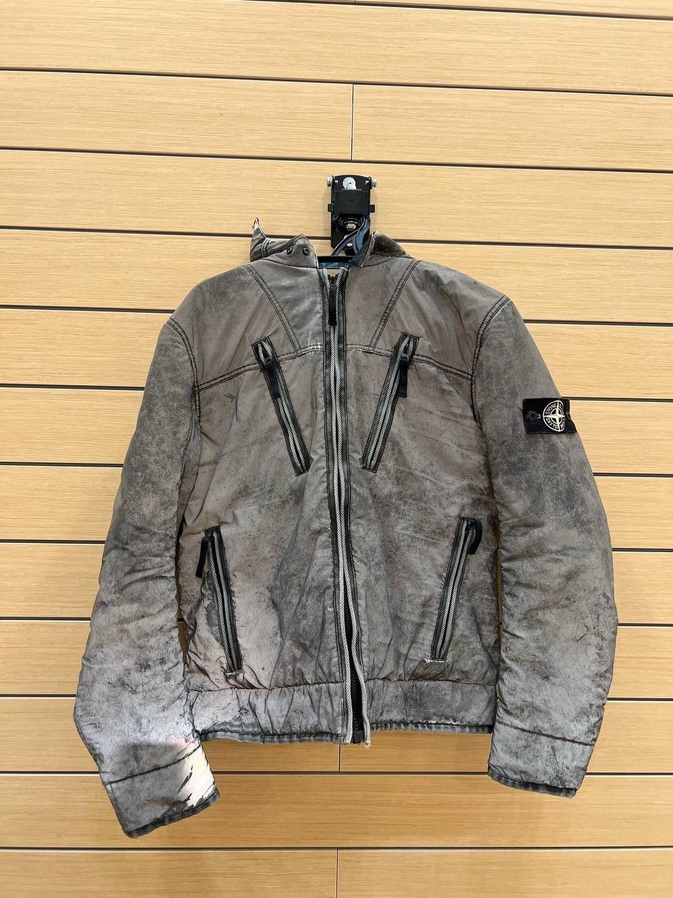 image of Stone Island Liquid Reflective Jacket in Silver Reflective, Men's (Size Medium)
