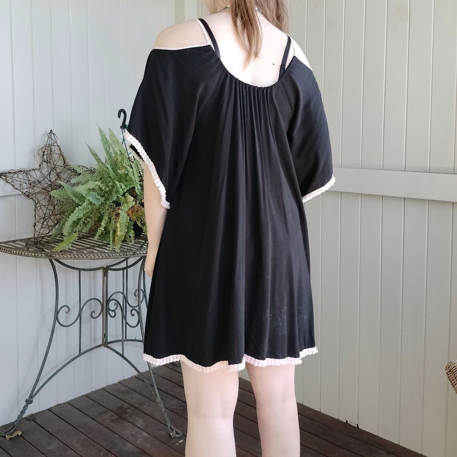 Designer PQ Collection Dress Mini Shift Bell Sleeve Tassel Cocktail Size ONE SIZE - 2 Thumbnail