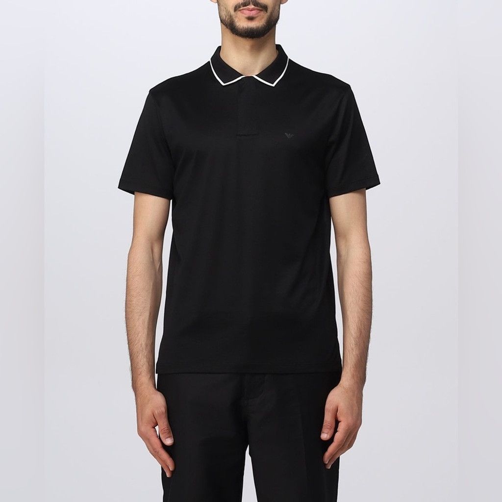 Emporio Armani Emporio Armani Black Lyocell Blend Zip Collar Polo Size XL Size US XL / EU 56 / 4 - 1 Thumbnail