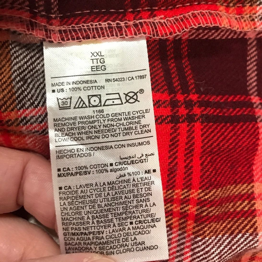 Other Old Navy Orange Plaid Flannel Collared Long Sleeve Top XXL Size XXL / US 16-18 / IT 52-54 - 4 Thumbnail