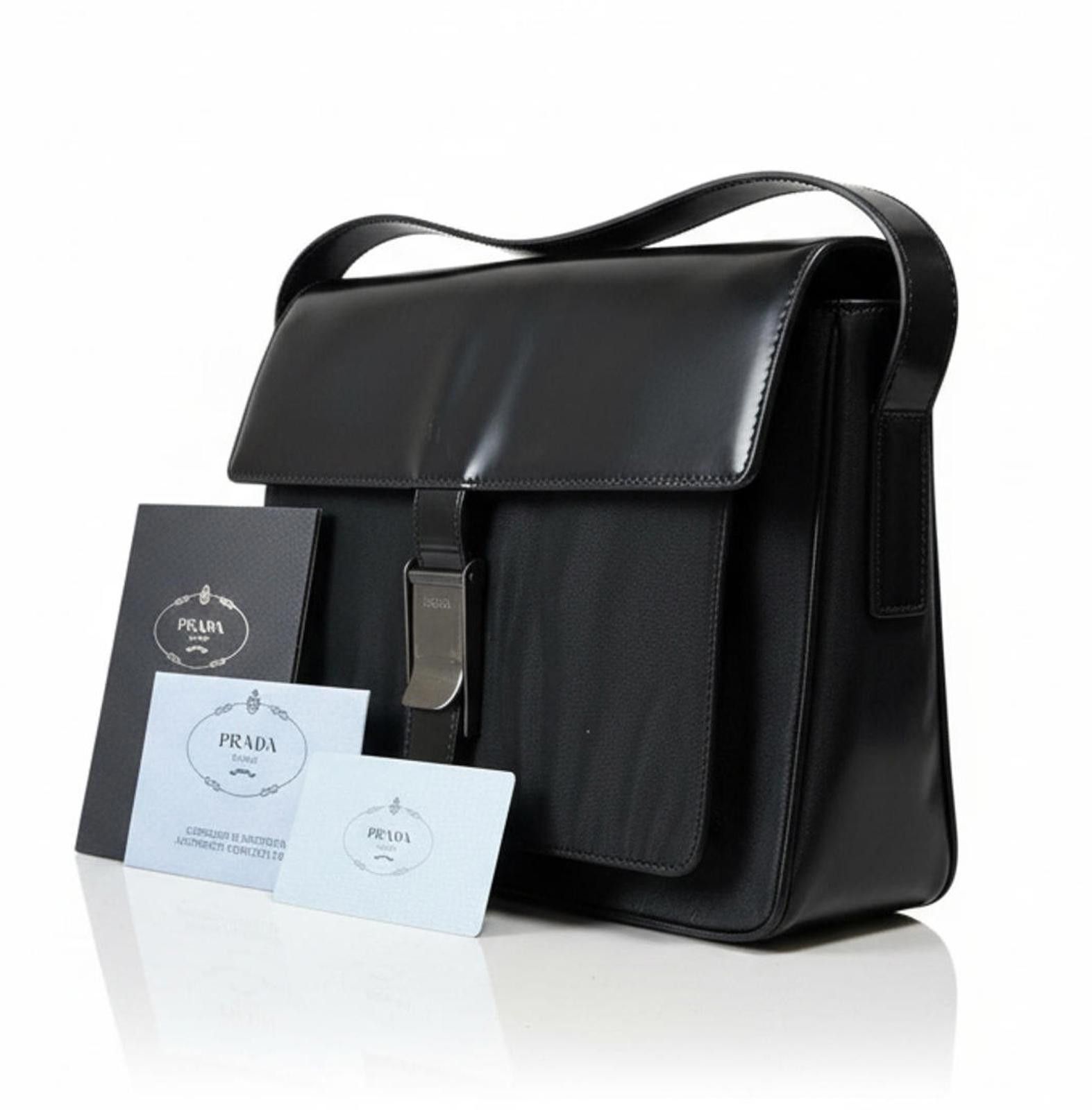 Prada Prada - Womens Black Leather Shoulder Bag Size ONE SIZE - 1 Thumbnail