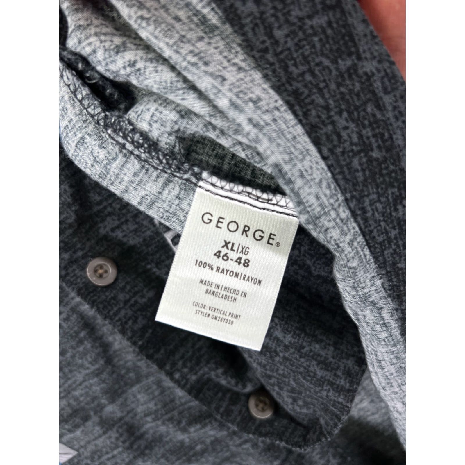 George George Hawaiian Shirt Mens XL Gray Floral Rayon Beach Vacation Aloha Short Sleeve Button-Up Size US XL / EU 56 / 4 - 7 Thumbnail