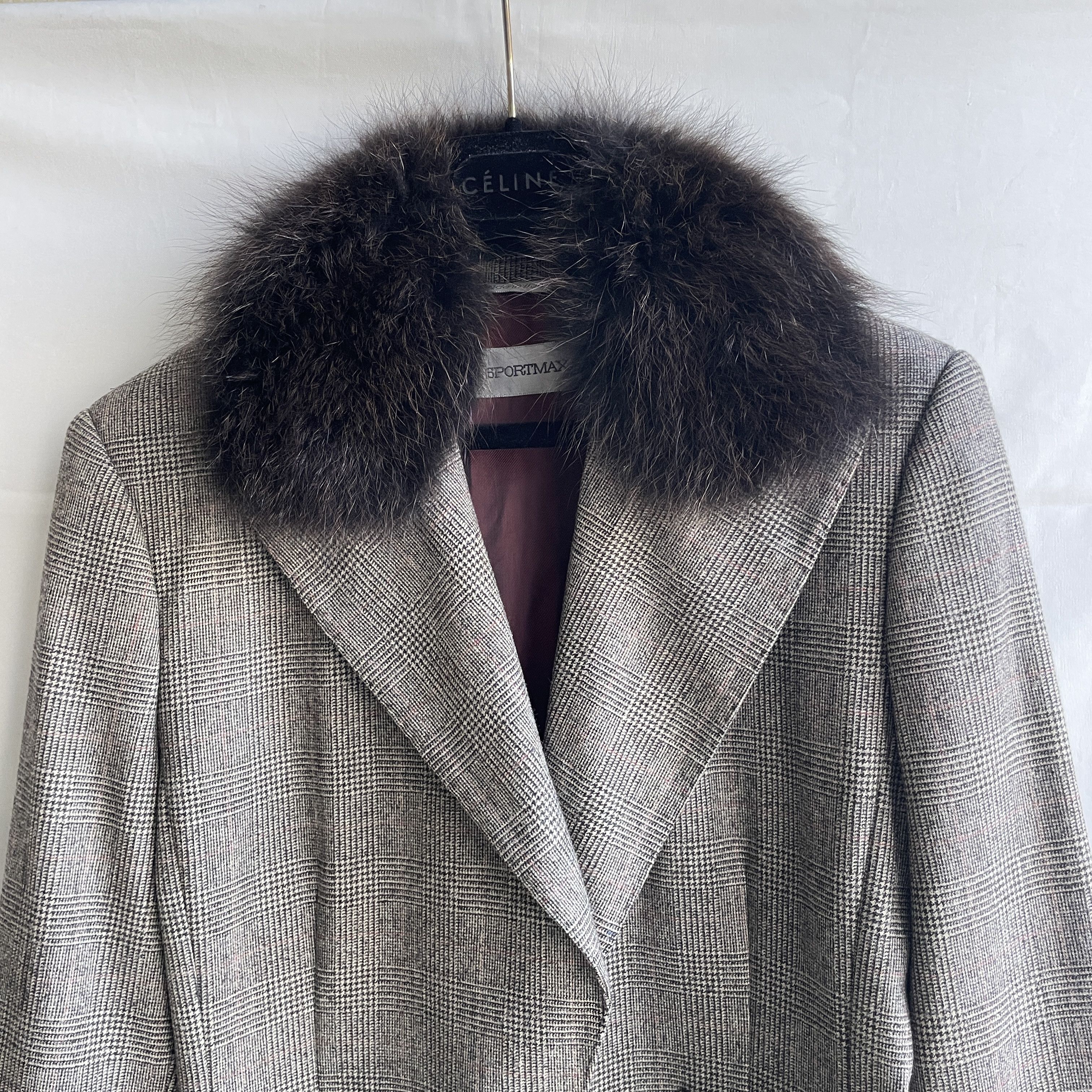 Sportmax Sportmax by Max Mara Marmot Fur Check Wool Blazer Size XL / US 12-14 / IT 48-50 - 4 Thumbnail