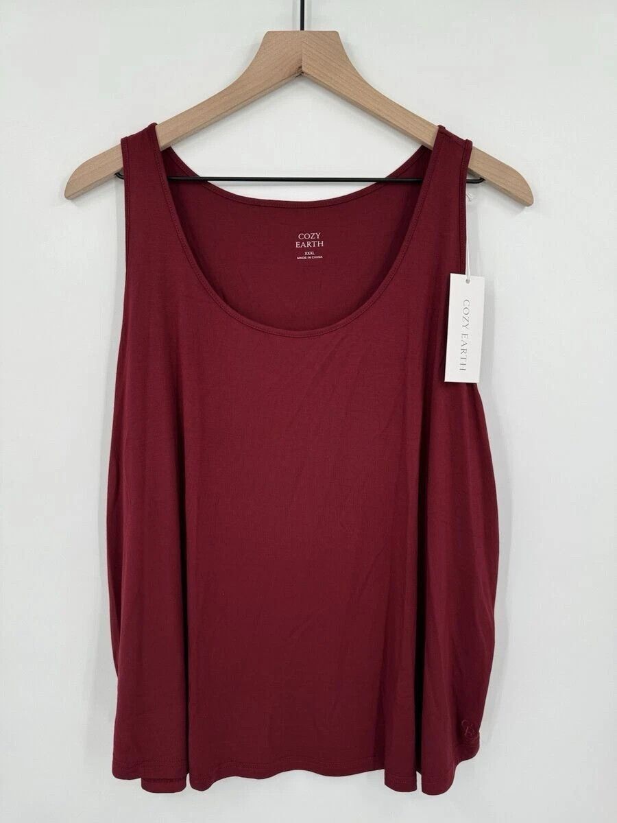 Other Cozy Earth XXXL Bamboo Lounge Tank NWT Pomegranate Top Size 3XL / US 20-22 - 3 Thumbnail