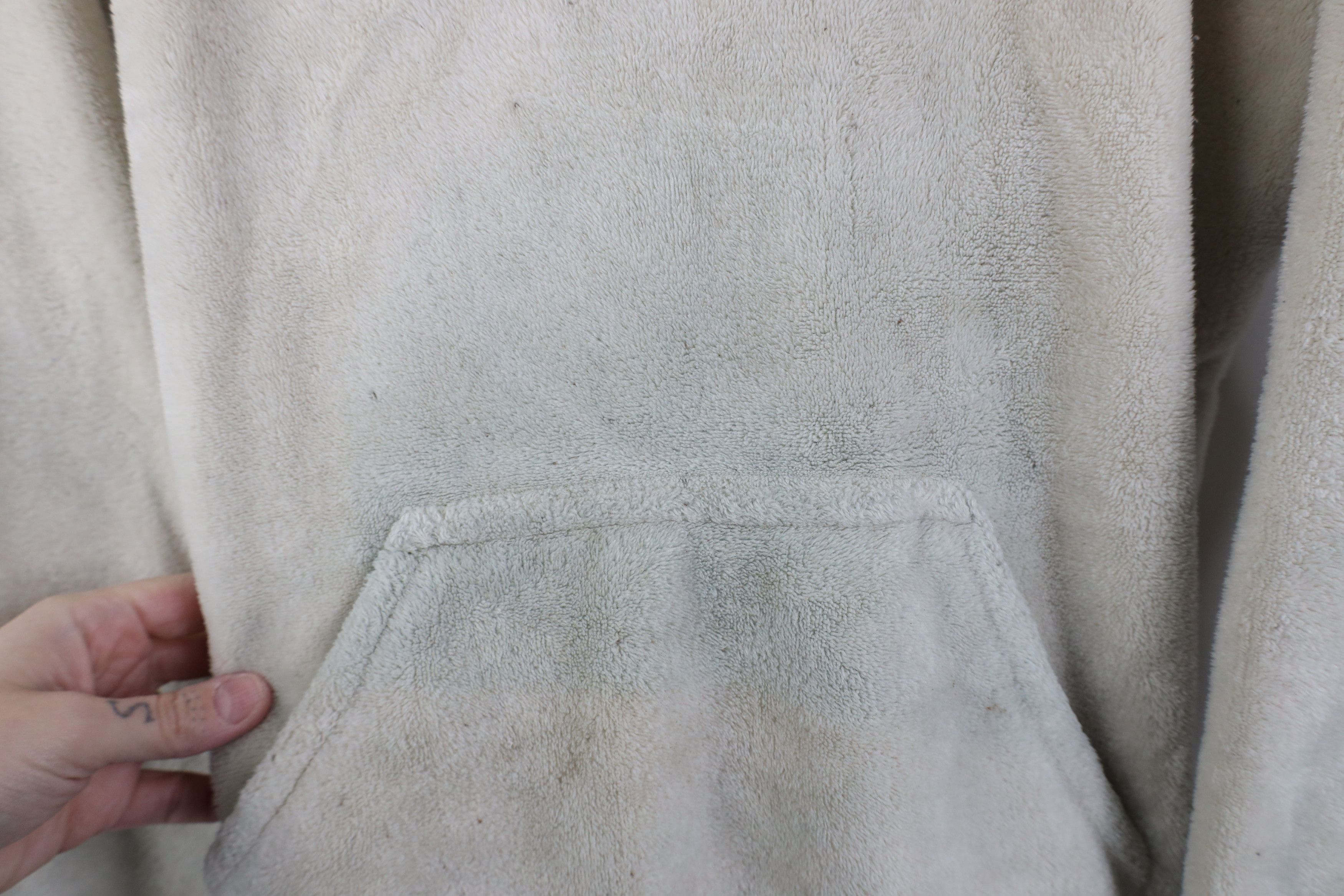Vintage Vintage 90s Streetwear Soft Fleece Hoodie Sweatshirt Beige Size US XL / EU 56 / 4 - 4 Thumbnail