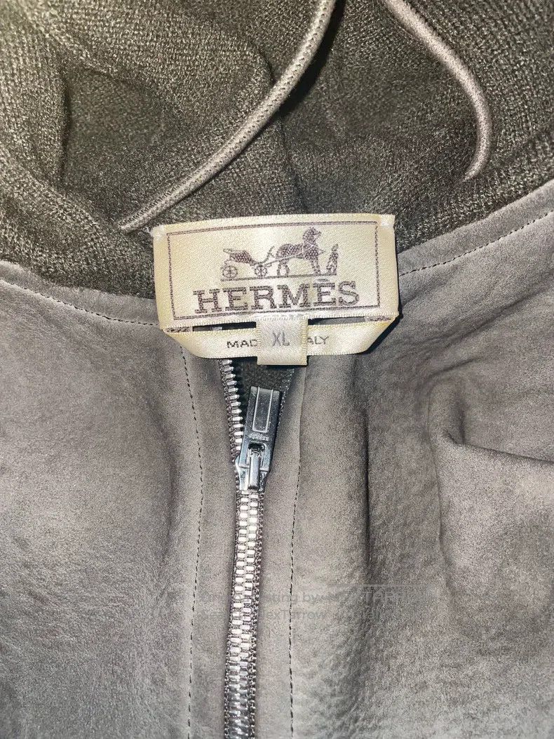 Hermes Hermes Leather jacket with hooded outerwear Size US XL / EU 56 / 4 - 4 Thumbnail