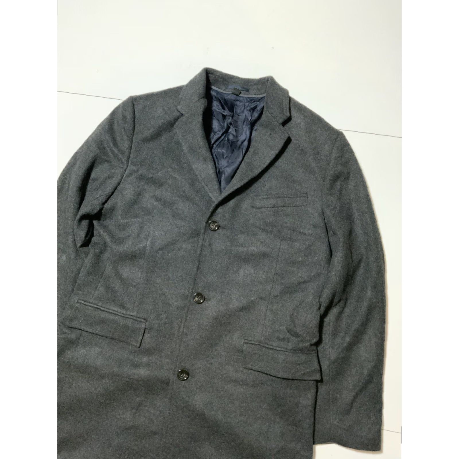 J.Crew VINTAGE J.CREW Overcoat Coat Mens 42L Charcoal Grey Wool Cashmere Long 95% Wool 5% Cashmere 05660 HO 2015 Size US XS / EU 42 / 0 - 3 Thumbnail