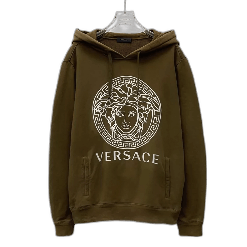 Versace Olive Green Medusa Logo Hoodie