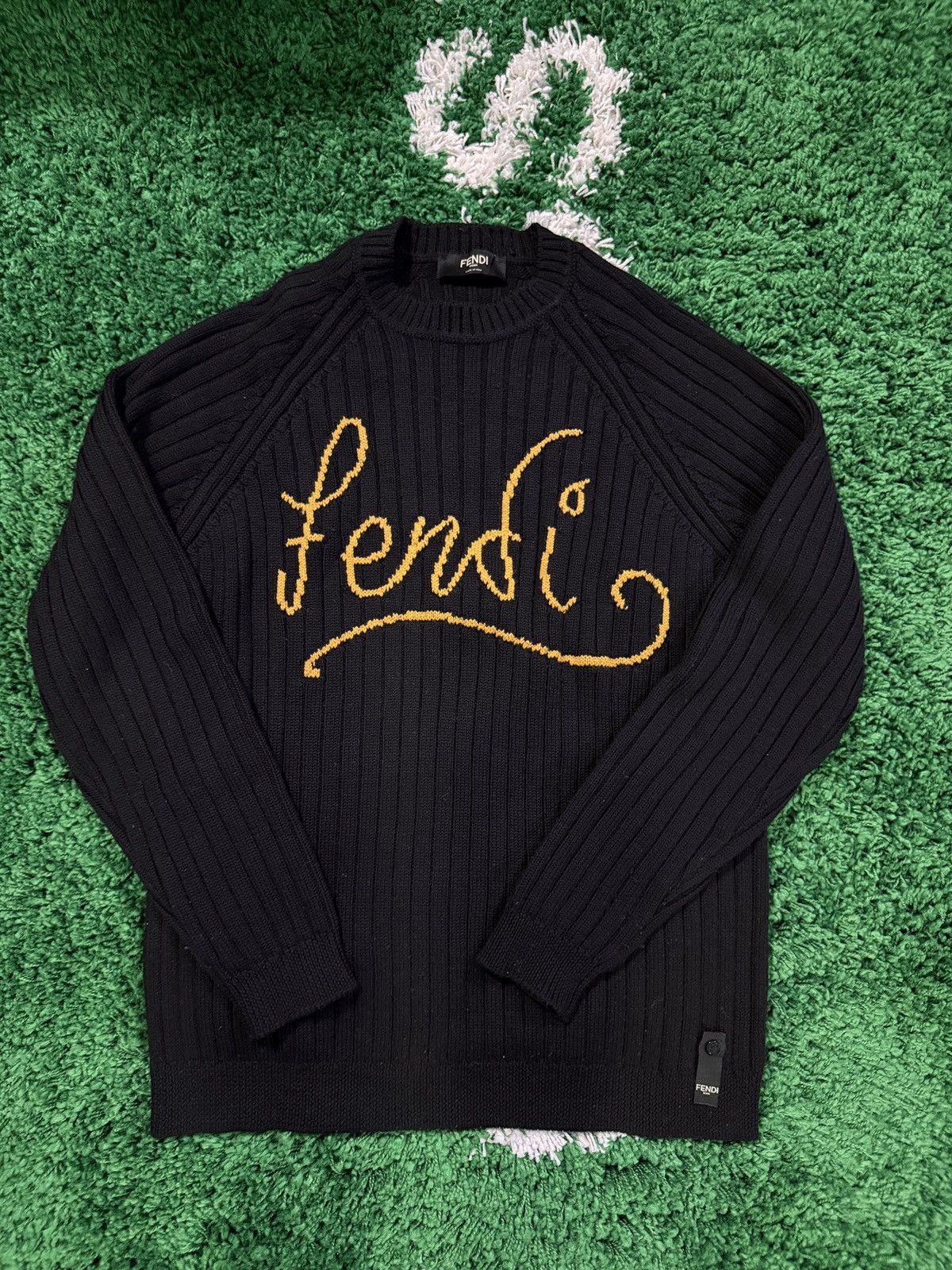 Fendi Fendi Knit Sweater Black Yellow Size US M / EU 48-50 / 2 - 1 Thumbnail
