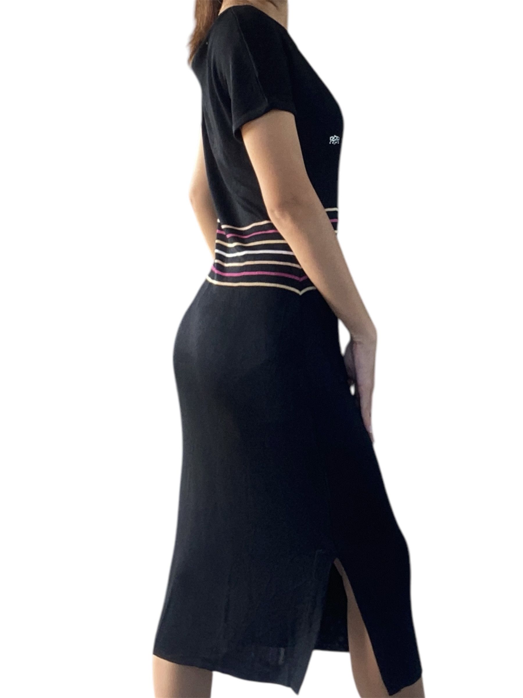 Sonia Rykiel × Vintage Sonia Rykiel Black Knit Midi Dress with side slits Size M / US 6-8 / IT 42-44 - 3 Thumbnail