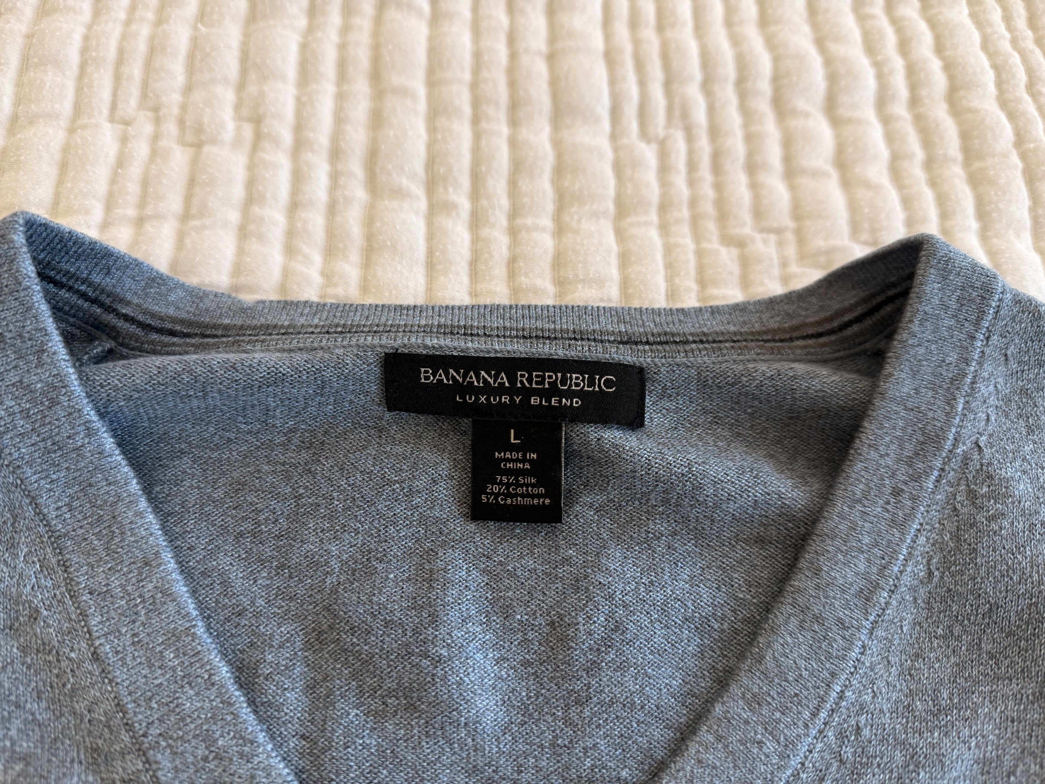 Banana Republic Luxury Blend Silk/Cotton/Cashmere v neck sweater Size US L / EU 52-54 / 3 - 3 Thumbnail