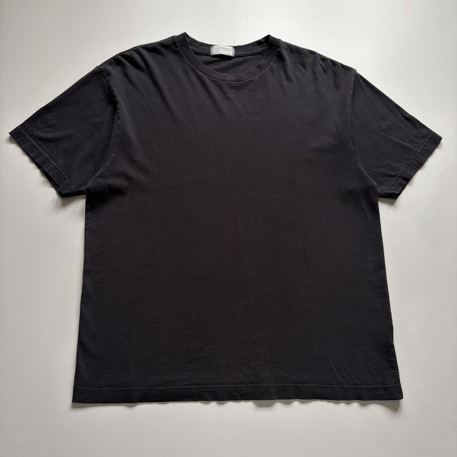 Vintage Sun Faded Black Blank T Shirt Large Y2K Cotton Rare