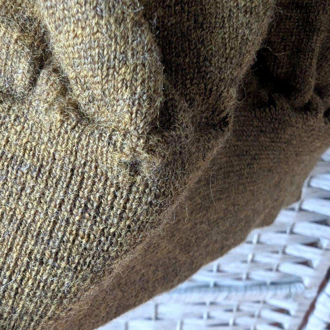 Olive Olive Brown 100% Merino Wool Long Sleeve Mock Neck Sweater Italy Womens XL Green Solid Knitted Pullover Size XL / US 12-14 / IT 48-50 - 4 Thumbnail