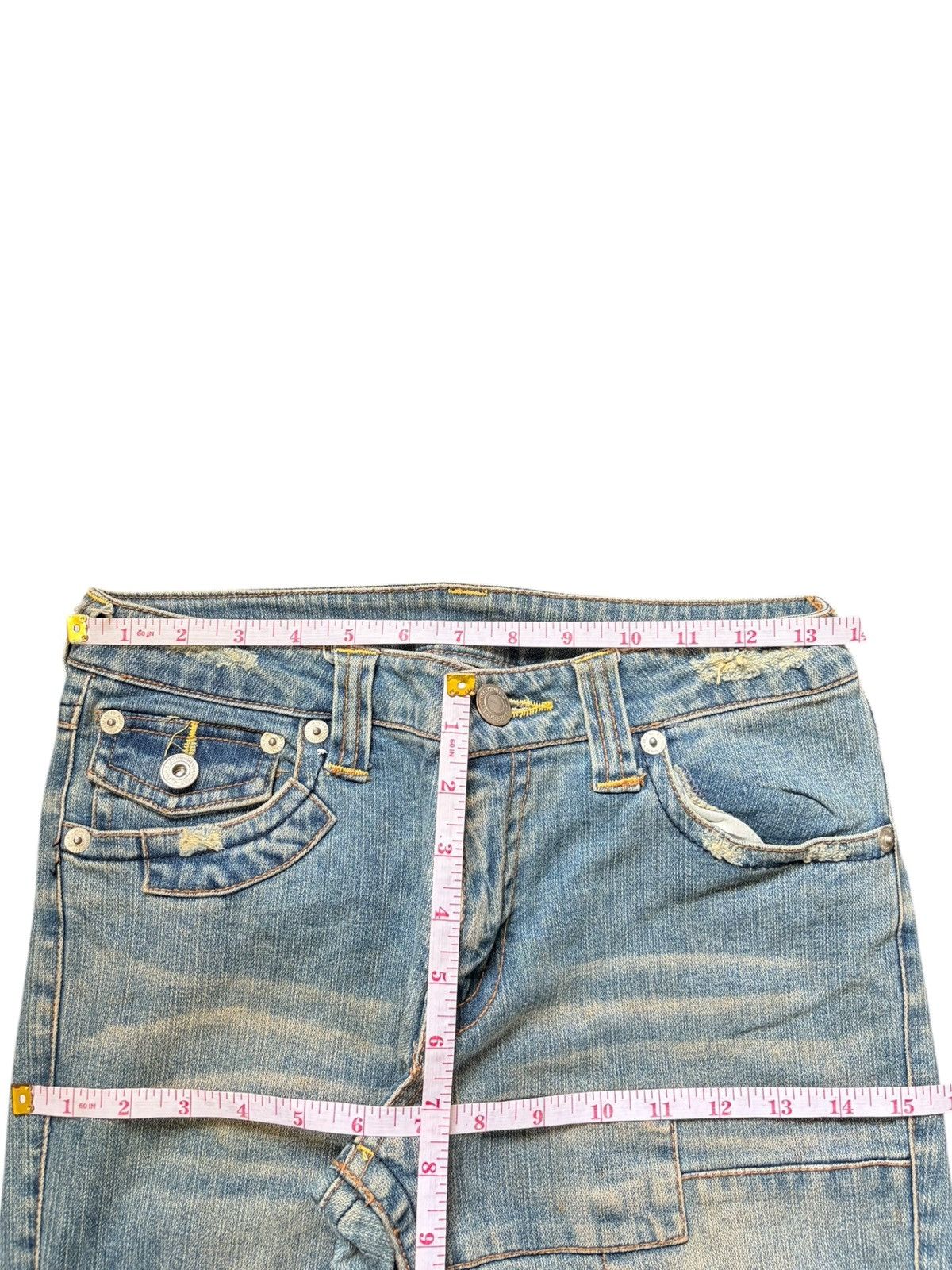 Hysteric Glamour Vintage Japanese Brand Patches Distress Flare Jeans Size 27" / US 4 / IT 40 - 6 Thumbnail